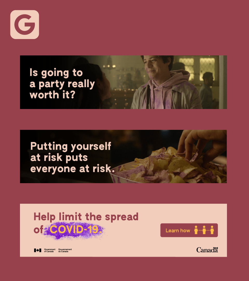 Google-ads Sequence of three leaderboard ads encouraging Canadian youth to have safe interactions.