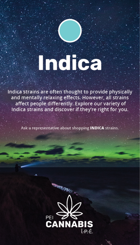 PEI Cannabis Indica Poster Indica strain in-store poster.