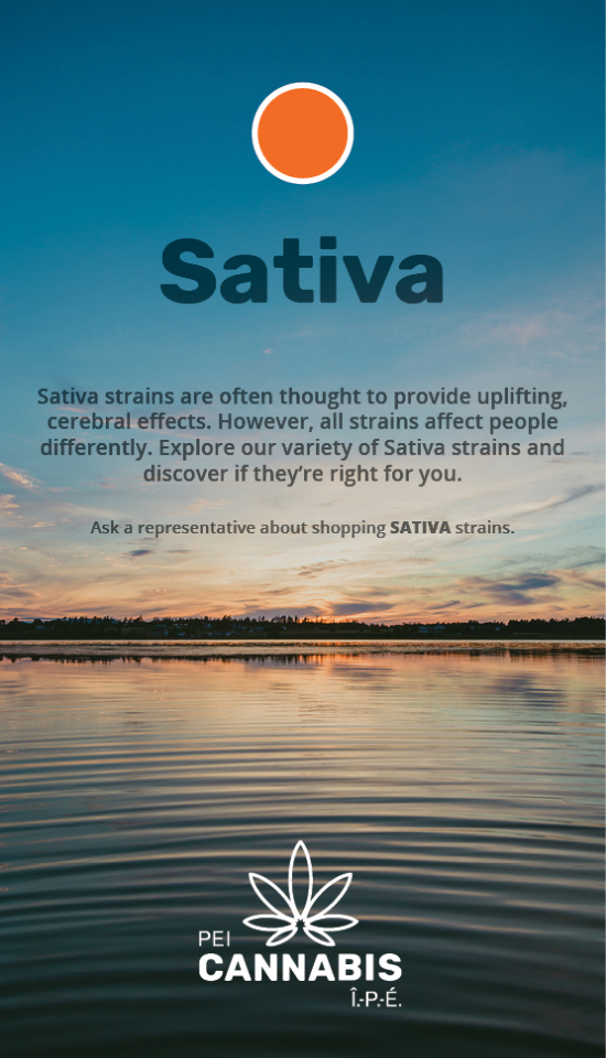 PEI Cannabis Sativa Poster Sativa strain in-store poster.