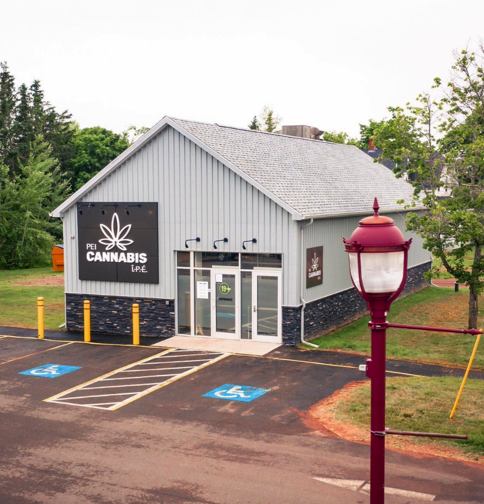 PEI-Cannabis-Store-1 PEI Cannabis retail location building with branded exterior signage.