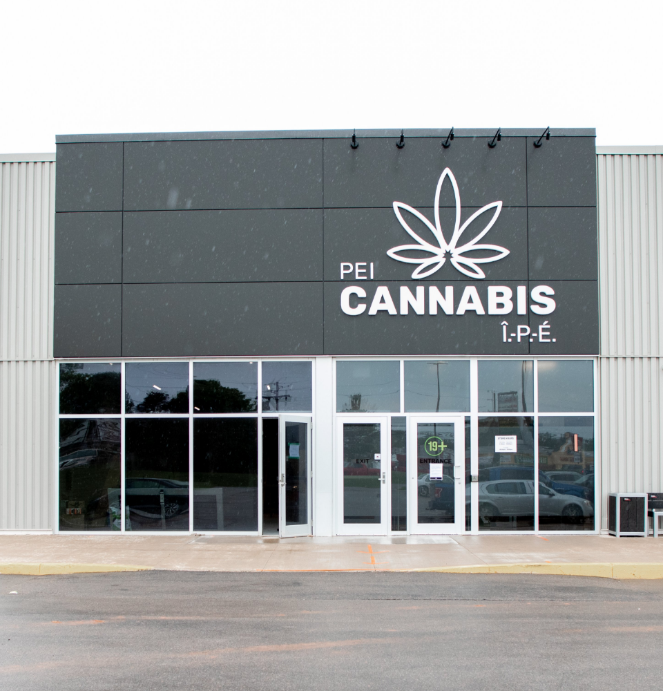PEI-Cannabis-Store-3 PEI Cannabis retail location building with branded exterior signage.