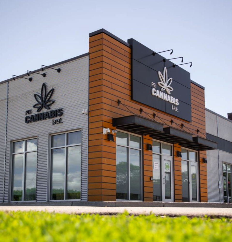 PEI-Cannabis-Store PEI Cannabis retail location building with branded exterior signage.