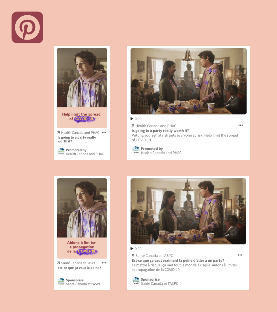 Pinterest-ads Pinterest ads encouraging Canadian youth to have safe interactions.