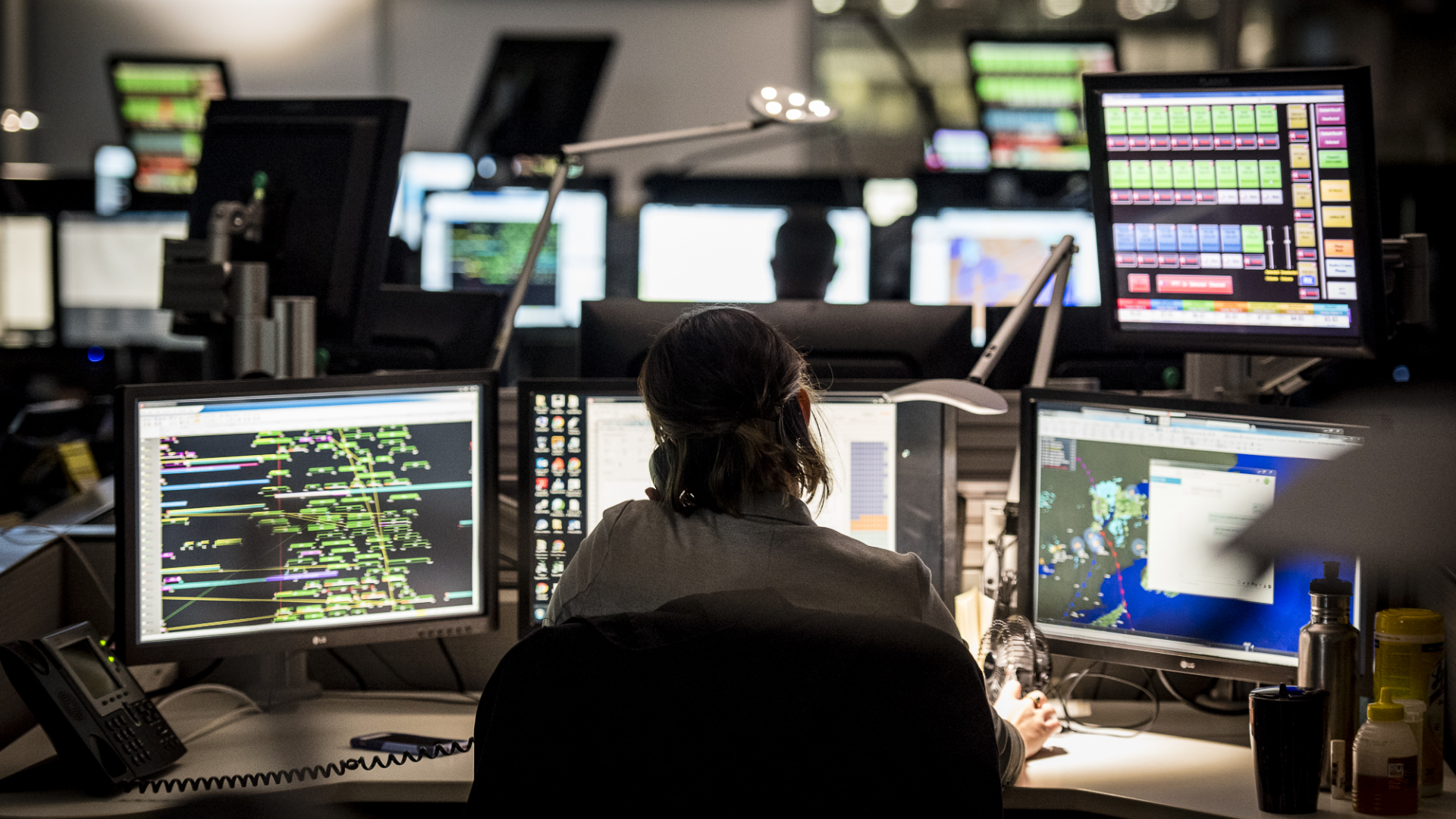 Chorus-Aviation-Frame-5 Air traffic controller working at her desk.
